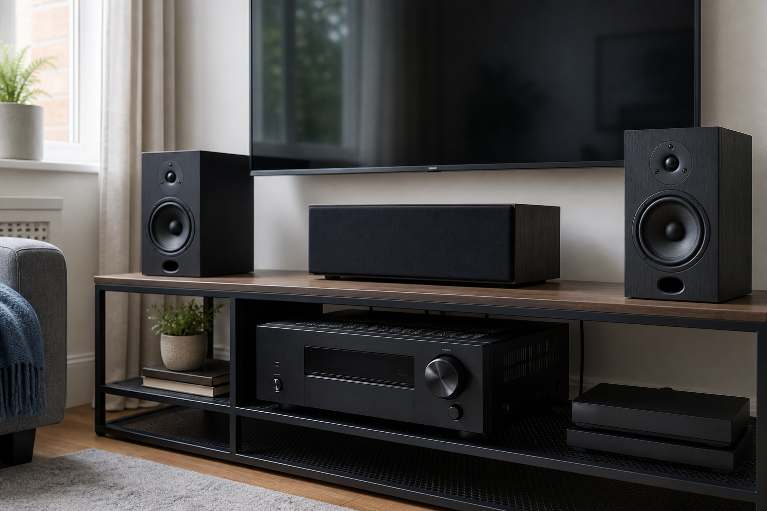 Yamaha AV receiver in a UK living-room cinema setup